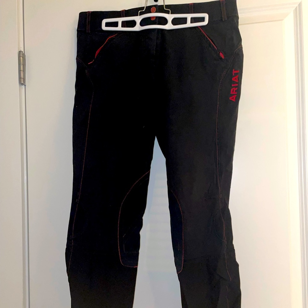 Black and Red Ariat Knee Patch Breeches